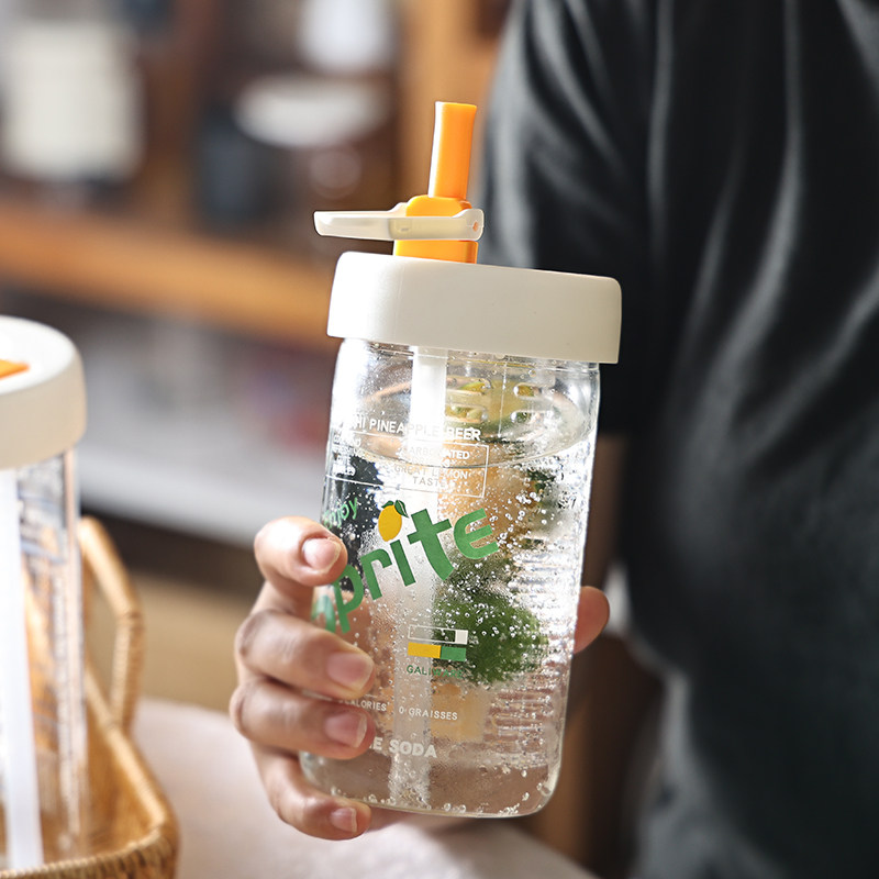 小乐原创sprite便携玻璃水杯带吸管杯大容量带茶滤泡茶杯饮料杯子_虎窝淘
