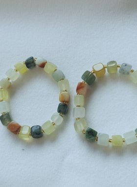 【翠玉吉祥专属】天然岫玉材质多宝手串女款玉石手链送女友礼物