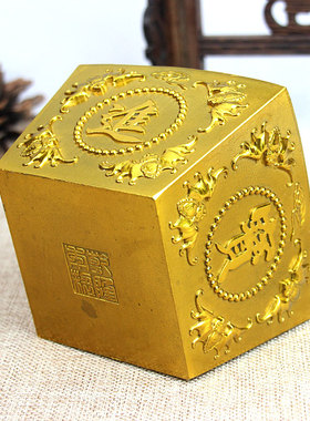 日进斗金铜斗摆件水晶石家居饰品