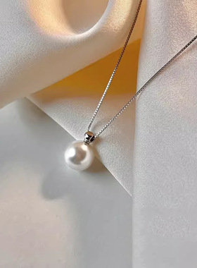 小灯泡单颗珍珠项链女小众设计感轻奢时尚简约精致锁骨链吊坠饰品