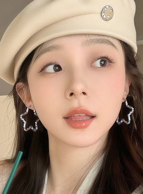 爆款五角星纯银针耳圈女个性气质