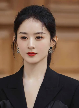 黑色方块耳环韩国纯银女气质百搭