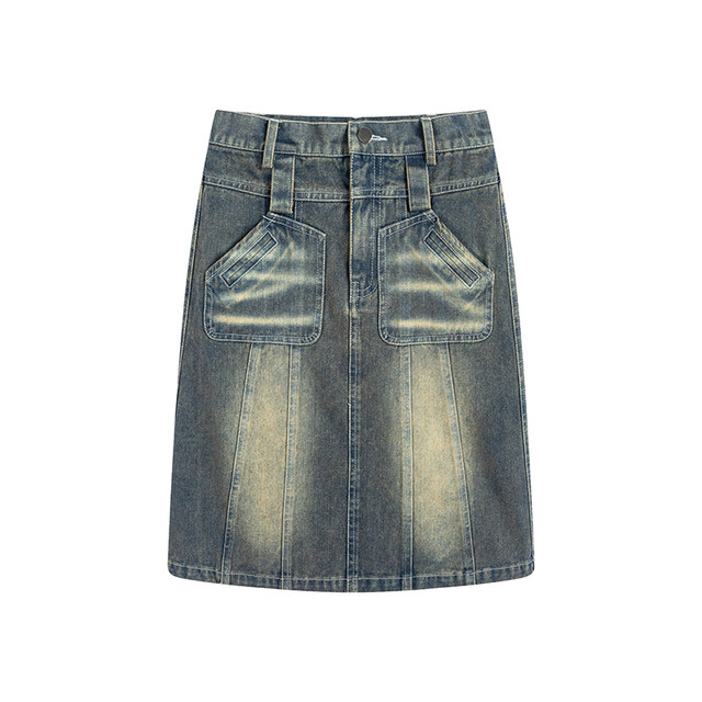 Mid skirt denim skirt