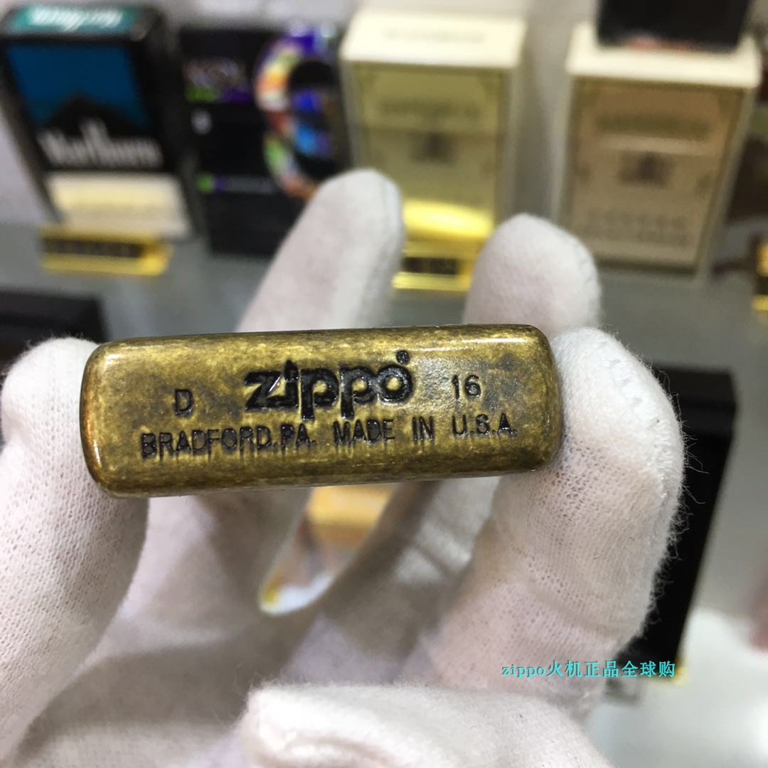 zippo打火机美国原装正品仿古黄铜 201FB芝宝火机专柜正版-图1