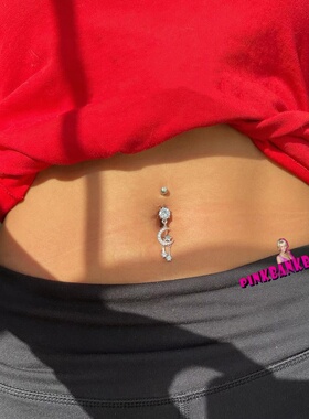 Twinkle Twinkle Belly Ring欧美ins星月吊坠性感肚脐钉人体穿孔