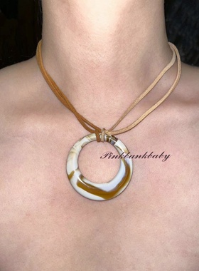 原创手作自制个性小众美拉德y2k辣妹绒皮绳亚克力简项链颈链女