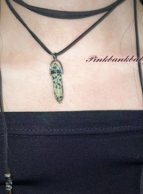 原创自制小众暗黑朋克亚文化尖锥天然石六角柱缠绕颈圈项链choker