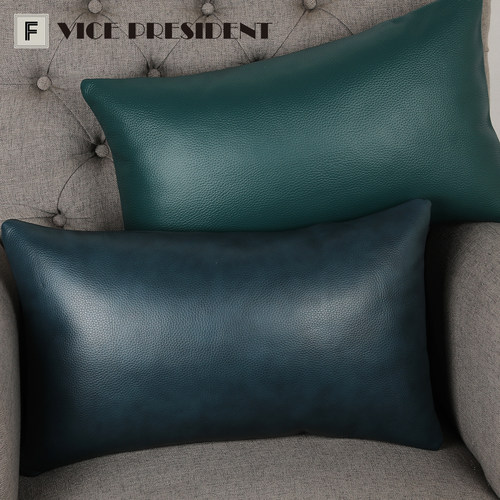 美式复中古奶油风大地色真头层牛皮方形抱枕套客厅沙发靠垫汽腰枕 - 图2