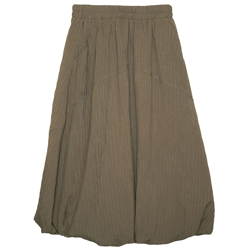 艾依琪格大码女装2025秋季半身裙气质松紧腰口袋胖mm泡泡条花苞裙,淘宝优惠券,粉丝福利购,淘宝优惠卷