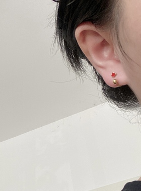简约小巧气质钛钢C杆玫瑰金四叶草耳钉爱心耳骨钉小耳朵耳钉耳圈