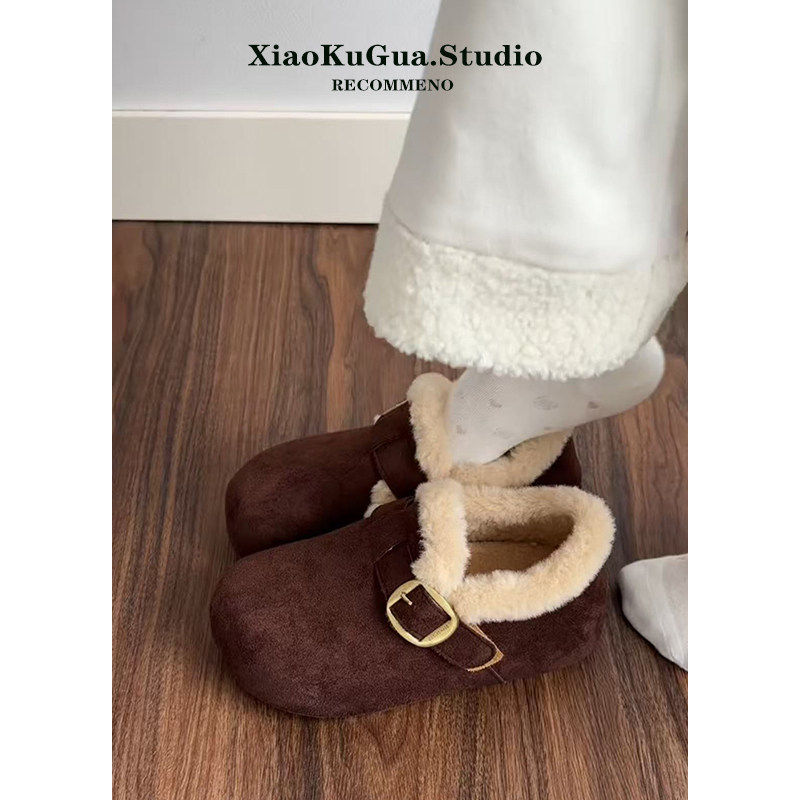 厚底内增高加绒勃肯鞋女2025新款冬季保暖毛毛棉鞋外穿大头雪地靴,淘宝优惠券,粉丝福利购,淘宝优惠卷