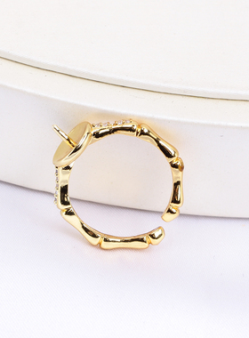 竹节微镶锆DIY戒指配饰配件