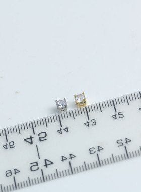 正方形14K包金diy耳饰锆石