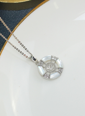 圆圈贝壳锆石珍珠吊坠项链吊饰