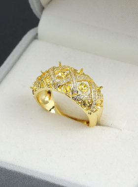 个性多珠戒指锆石珍珠空托