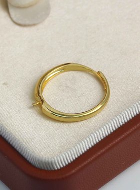 DIY珍珠配件光面极简戒指空托