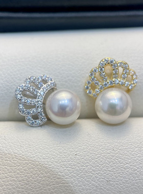 S925纯银轻奢时尚王冠珍珠吊坠