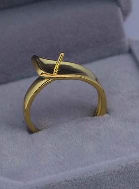 DIY珍珠配件几何戒指空托