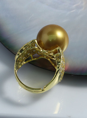 DIY珍珠S925纯银锆石镶嵌戒指