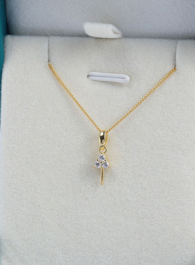 小山塔款精致锆石珍珠吊坠空托