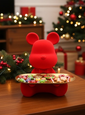 圣诞暴力熊托盘可爱小熊植绒摆件