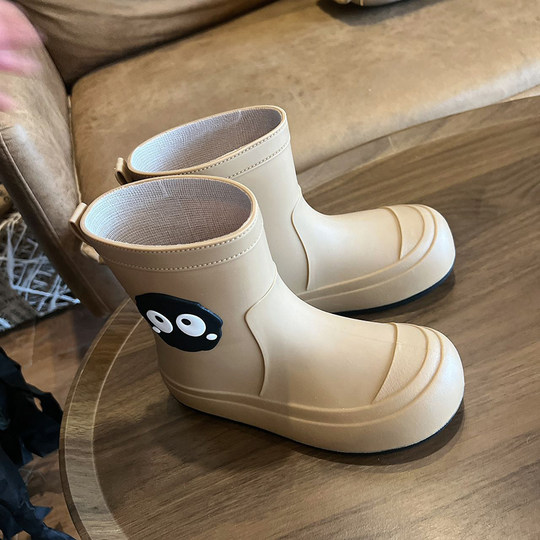 雨鞋女款冬季时尚外穿可爱短筒加绒雨靴洗车软底胶鞋防滑防水鞋女