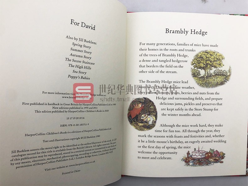 A Year in Brambly Hedge 野蔷薇村的一年 4册礼盒装 精装 英文原版童话故事绘本 英国大师 Jill Barklem - 图1