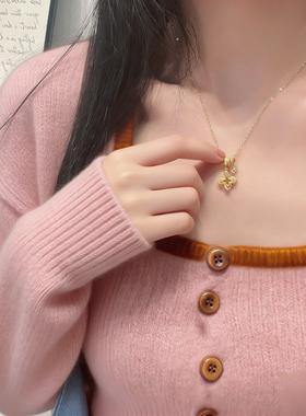 【中古四叶花】铜合金项链女小众设计感高级轻奢通勤百搭锁骨链