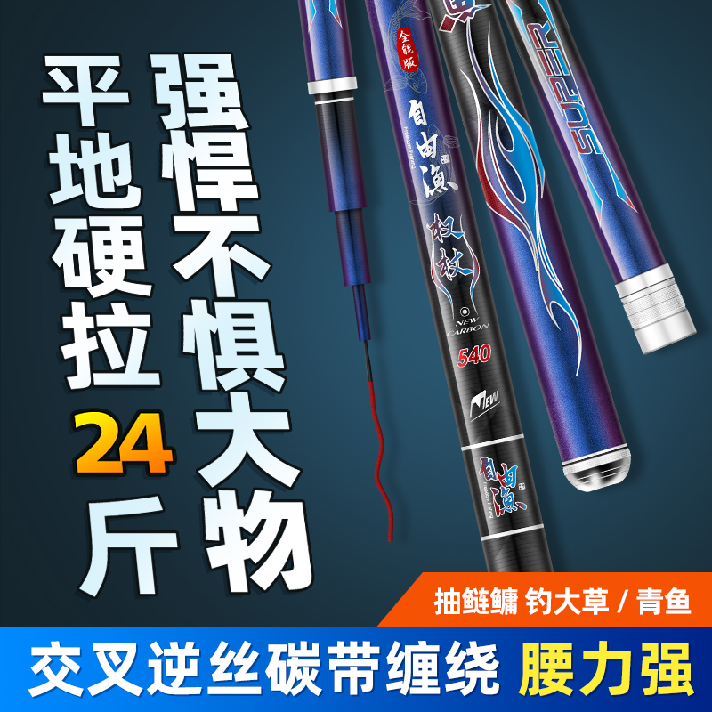 蓝月战神抽鲢鳙鱼竿超轻超硬钓鱼杆28调碳素竿鲫鱼鲤鱼竿台钓手竿 - 图2