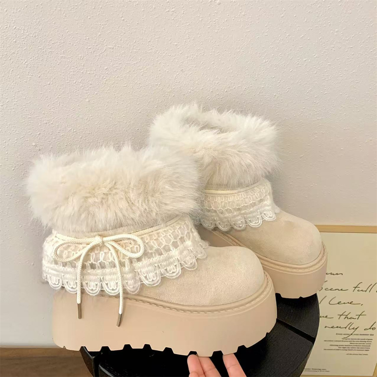 2025冬季爆款雪地靴女厚底增高7CM小个子显瘦气质ins潮毛茸茸短靴,淘宝优惠券,粉丝福利购,淘宝优惠卷