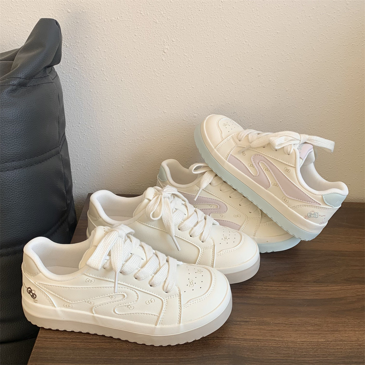 可爱KT猫厚底小白鞋女2026春季新款小众蝴蝶结印花运动休闲板鞋,淘宝优惠券,粉丝福利购,淘宝优惠卷