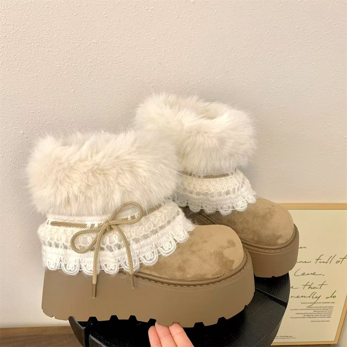 2025冬季爆款雪地靴女厚底增高7CM小个子显瘦气质ins潮毛茸茸短靴,淘宝优惠券,粉丝福利购,淘宝优惠卷