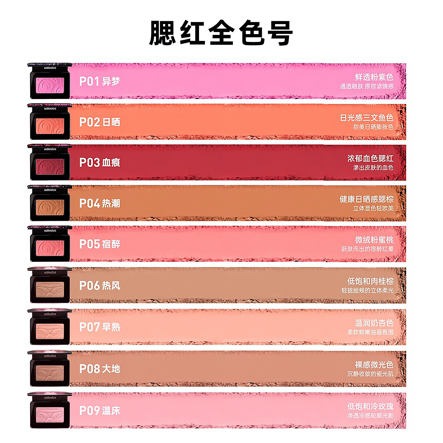 kaleidos万花镜蕾丝腮红p04橘色腮紫膨胀色宿醉蜜桃粉万华镜正品