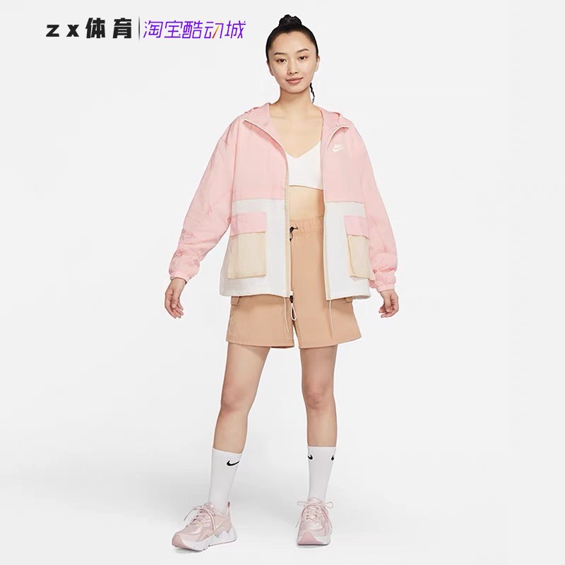 Nike/耐克 女子连帽梭织运动休闲透气防风夹克外套DZ3036-311-630 - 图0