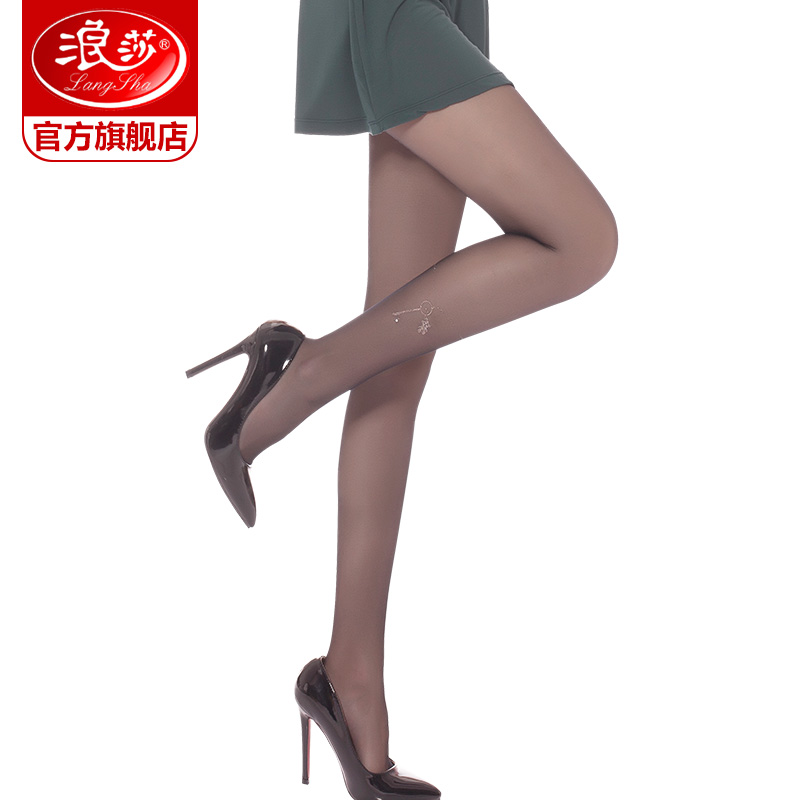 浪莎官方旗舰店4双浪莎提花丝袜女 性感时尚假纹身刺青连裤袜薄款 防勾丝黑丝袜0