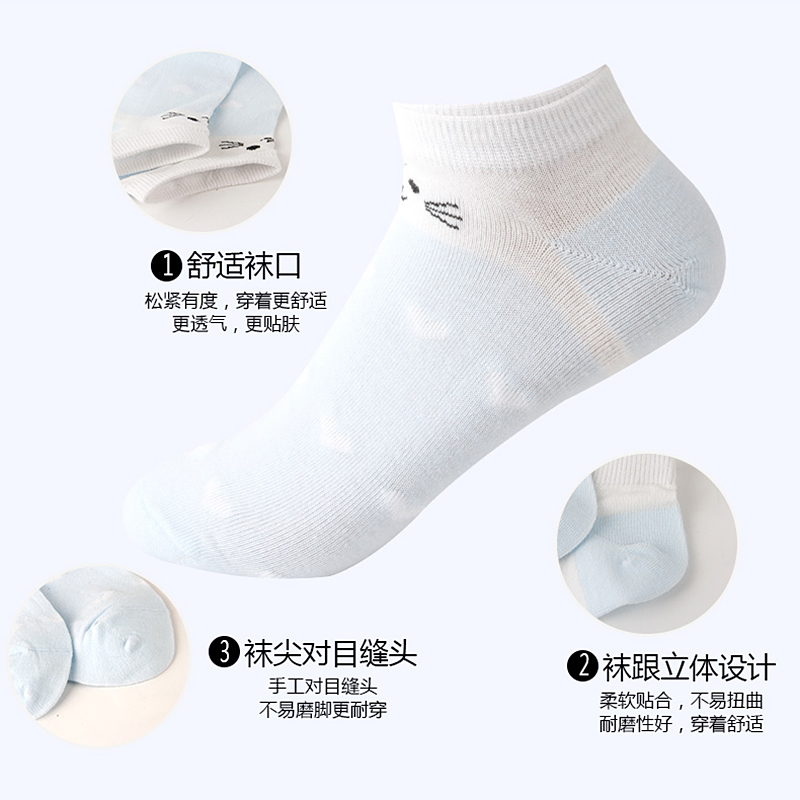 浪莎官方旗舰店浪莎袜子女士夏天薄款纯棉短袜浅口韩国可爱隐形船袜夏季全棉袜潮3