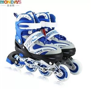 正品曼迪斯溜冰鞋旱冰鞋轮滑鞋 直排轮滑鞋极限运动儿童闪光可调