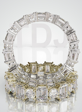 18K金双石满圈情侣对戒可定制