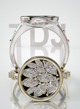 18K金圆形满镶轻奢女戒可定制