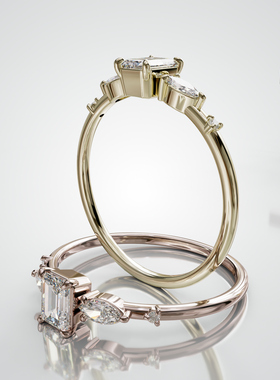 壹钻18K金祖母绿主石水滴戒指