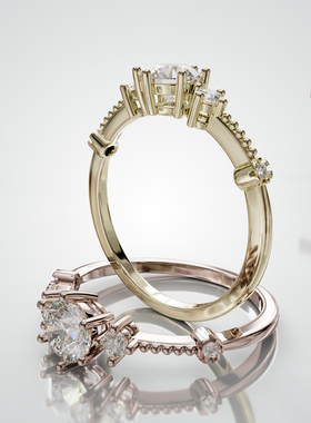 18K金轻奢圆形主石婚戒可定制