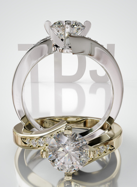 18K金扭臂满箱可定制订婚戒