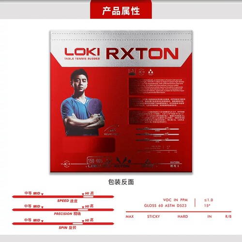 正品LOKI雷神乒乓球胶皮套胶粘性反胶锐龙1高弹性球拍蛋糕海绵 - 图1