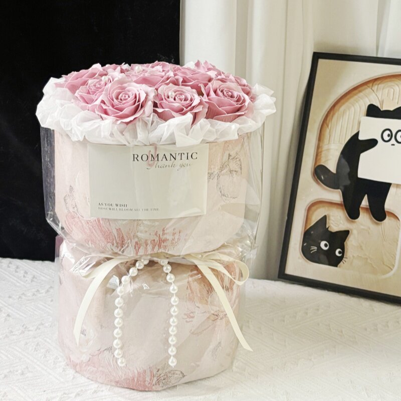 新中式半成品包装 母亲节创意手工花束礼物diy插花外壳小香风送人