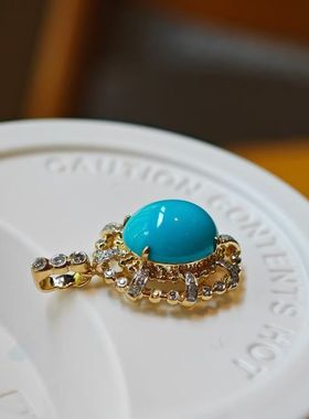 原矿美松吊坠18K金钻石镶嵌特别好看的设计天然原矿无电解优化