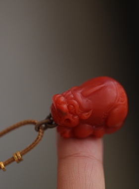 高端定制天然南红精雕貔貅吊坠搭配手工绳纯银鎏金蜜蜡玛瑙配珠63