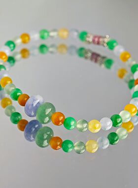 纯银搭扣翡翠多宝手串性价比超高的翡翠多宝手串直径4.7mm