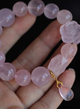 超美果冻粉天然马粉手链搭配马粉磨面马粉牡丹花紫牙乌扣粉晶水滴