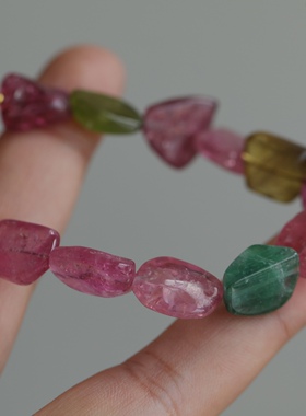 天然碧玺随形项链超美的成色和晶体配纯银鎏金镶嵌翡翠珐琅彩莲花