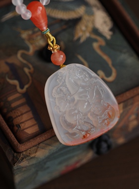 孤品高端定制天然南红荔枝冻108粒长链搭配南红三通鎏金降魔杵63